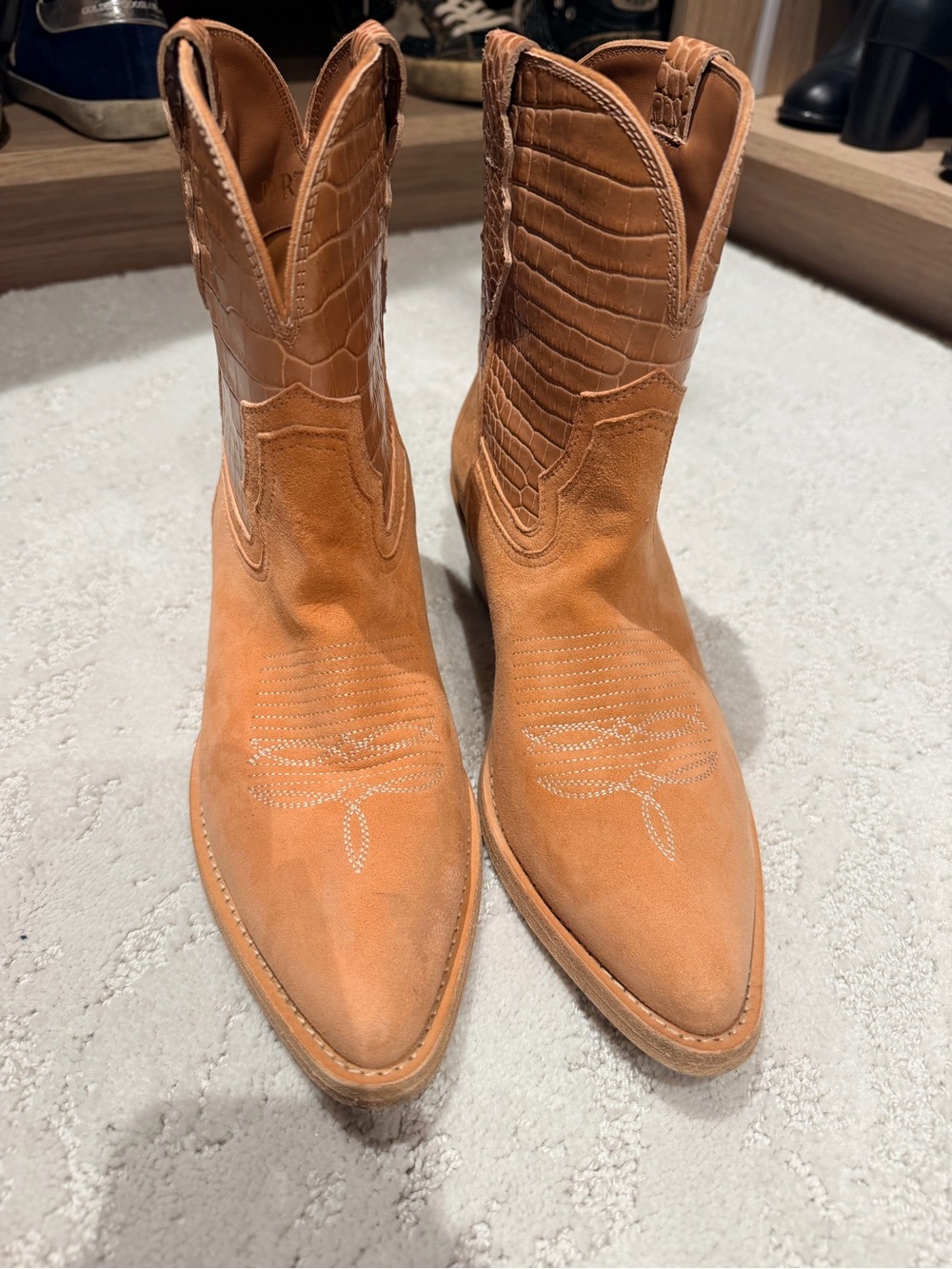 Parlow Jena Croco Western Ankle Booties